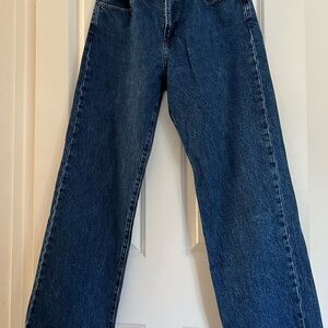 Uniqlo Women's Straight Leg Jeans in Dark Blue